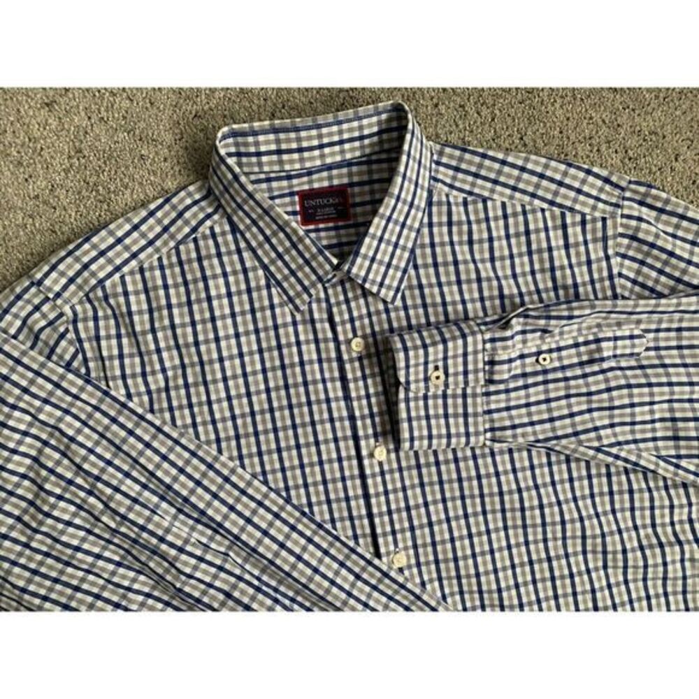 Untuckit Men's Long Sleeved Plaid Button Up Shirt XL